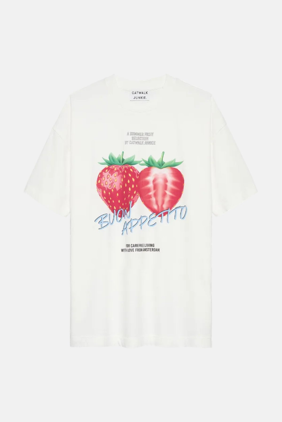 T-shirt Oversized Graphic - Off White 'Aardbeien'