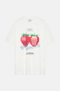 T-shirt Oversized Graphic - Off White 'Aardbeien'