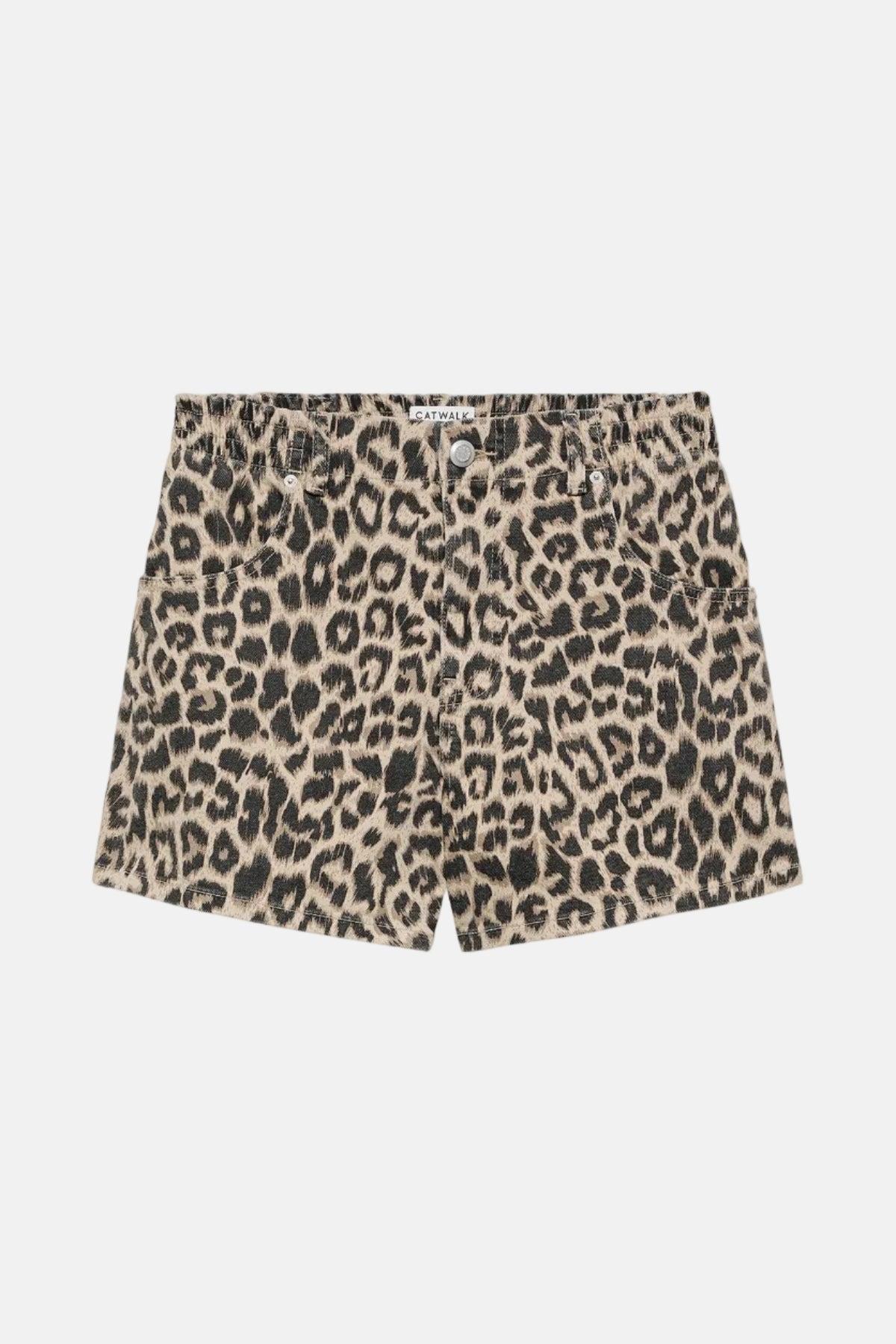 Short leopard with elastic waistband - grey morn