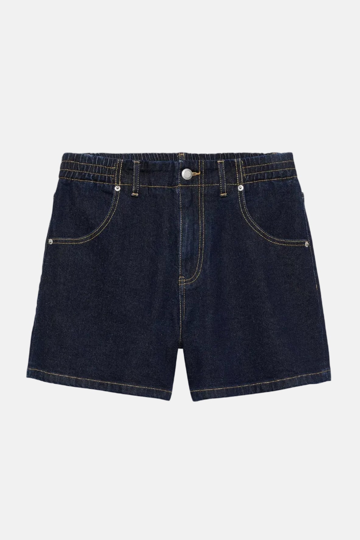Short denim with elasticated waistband - dark blue