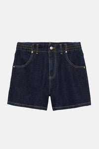 Short denim with elasticated waistband - dark blue