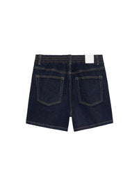 Short denim with elasticated waistband - dark blue