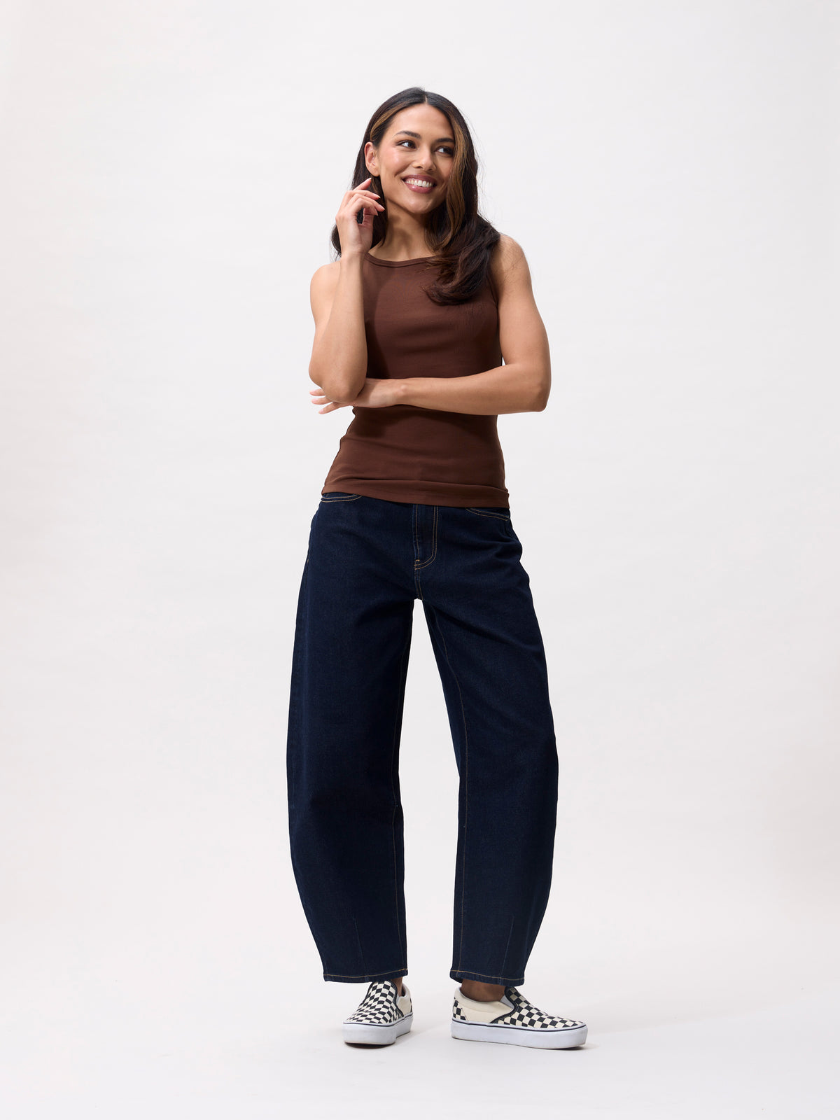 Jeans Cropped Barrel Fit - dark blue
