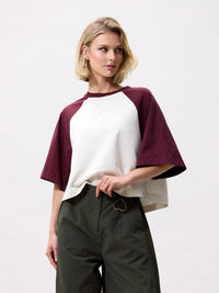 T-shirt Baseball Contrast - merlot