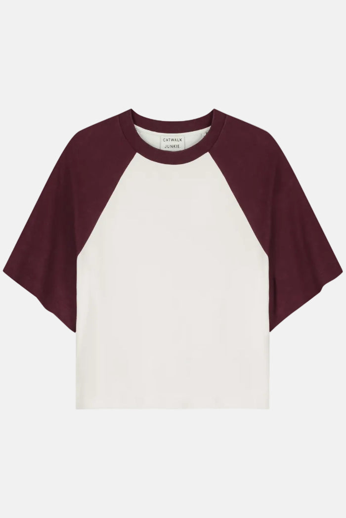T-shirt Baseball Contrast - merlot