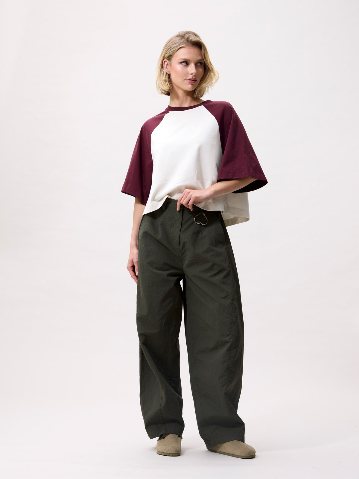 T-shirt Baseball Contrast - merlot