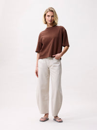 Jeans Cropped Barrel Fit - cream