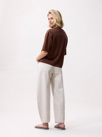 Jeans Cropped Barrel Fit - cream