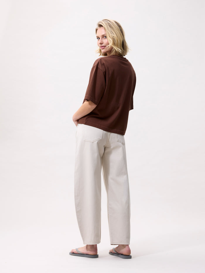 Jeans Cropped Barrel Fit - cream