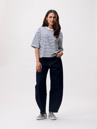 Jeans Cropped Barrel Fit - dark blue