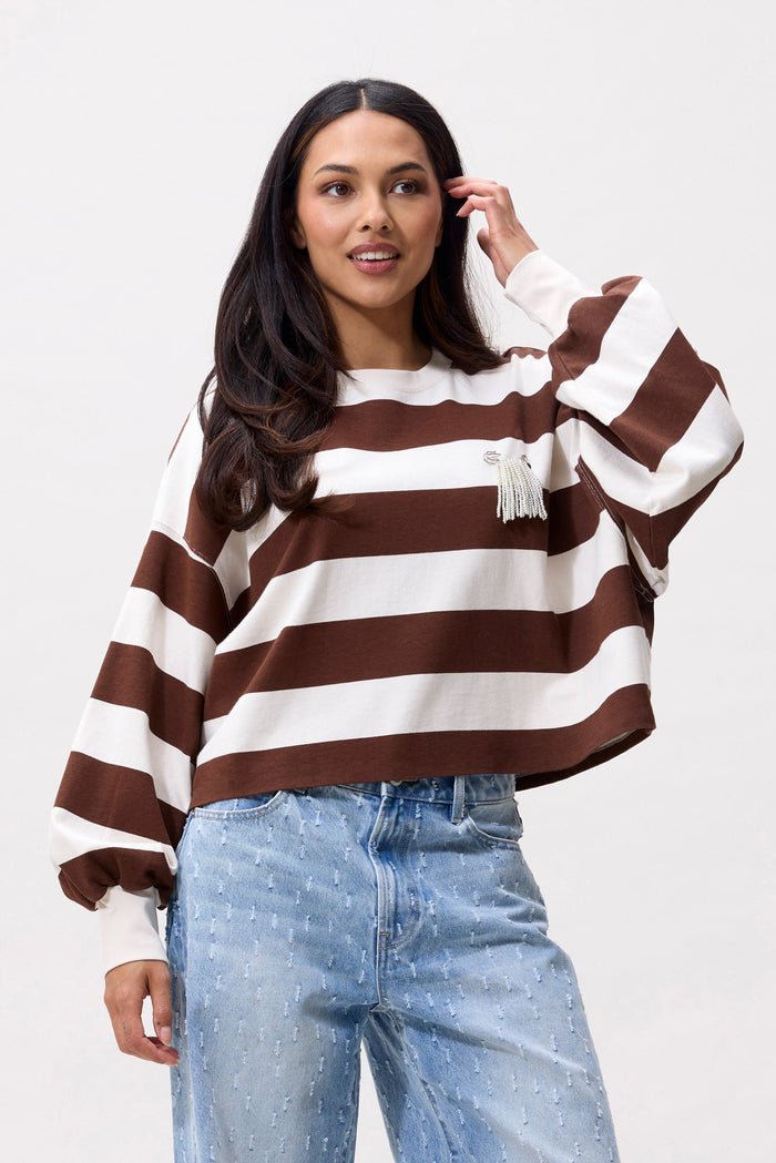 Shirt Oversized Striped - rocky road