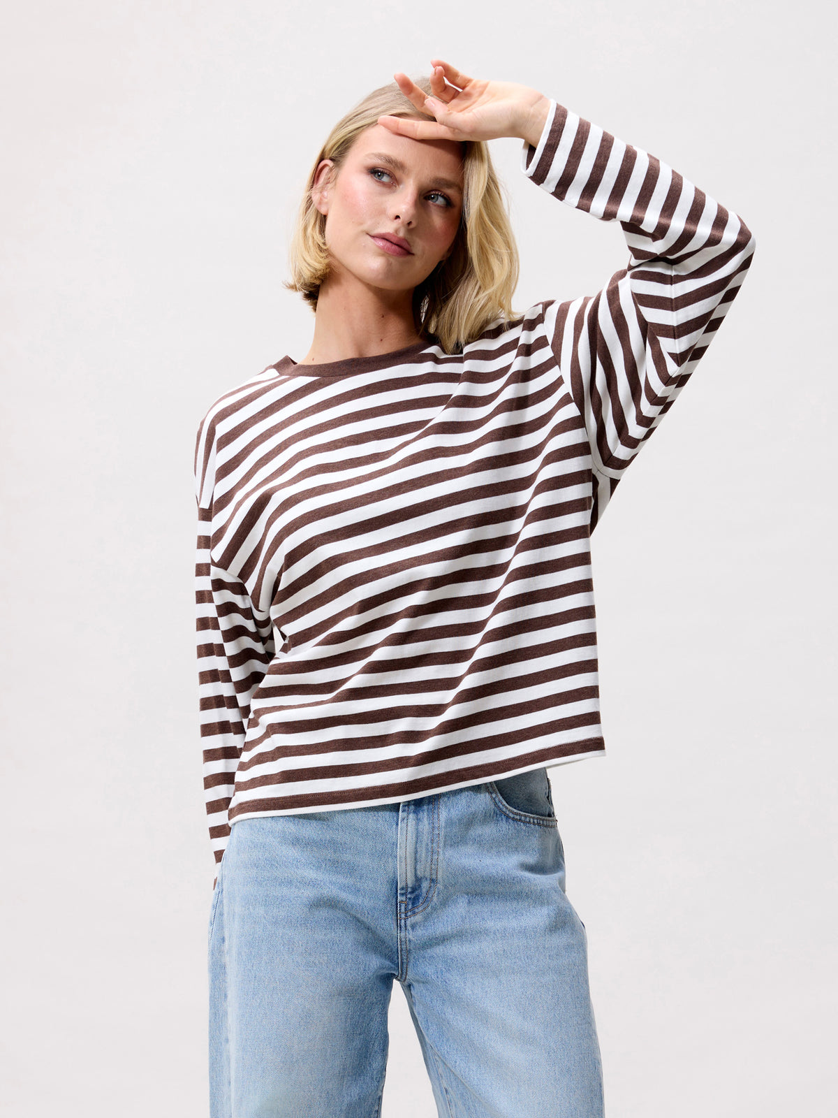Shirt Striped Long Sleeve - coffee bean