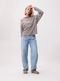 Shirt Striped Long Sleeve - coffee bean