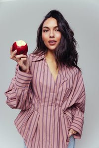 Blouse With Waist Pleats - pink sky