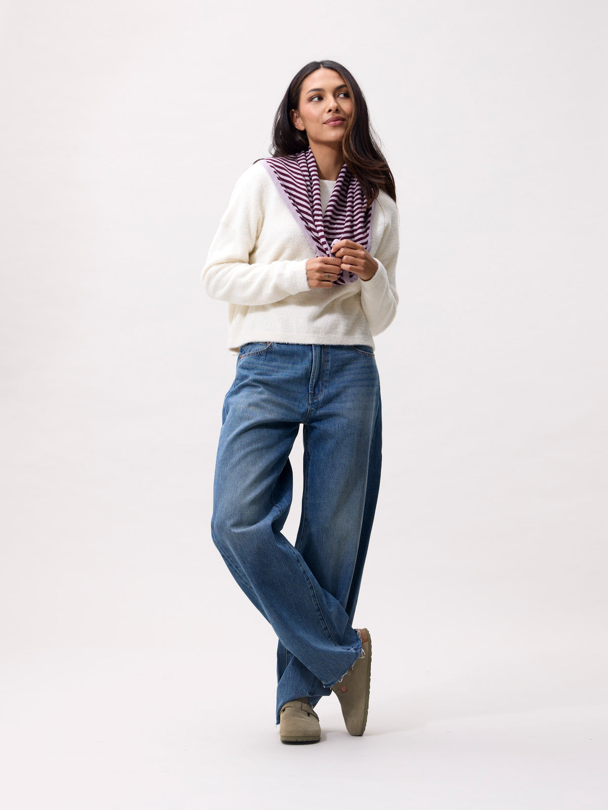 Sjaaltje Striped Triangle - lavender frost