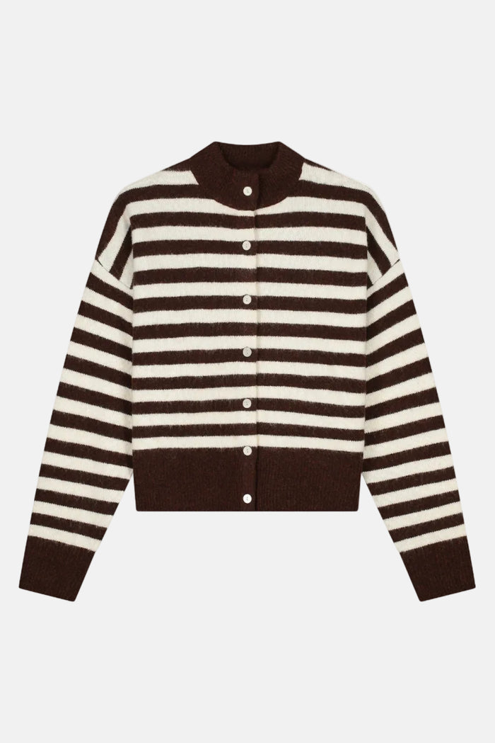 Cardigan Striped - brownie