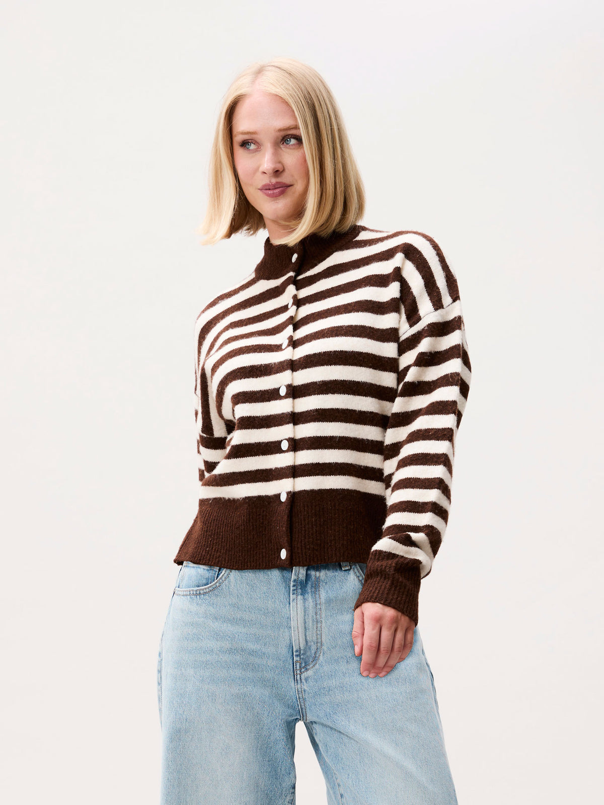 Cardigan Striped - brownie