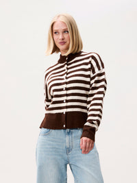 Cardigan Striped - brownie