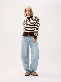 Cardigan Striped - brownie