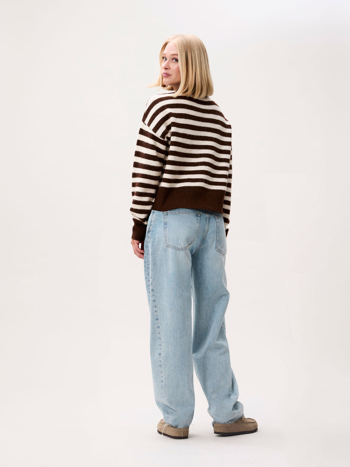 Cardigan Striped - brownie