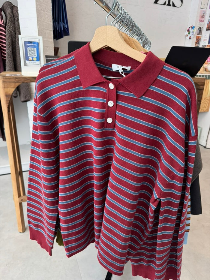 Trui Adanne Polo - wine/blue