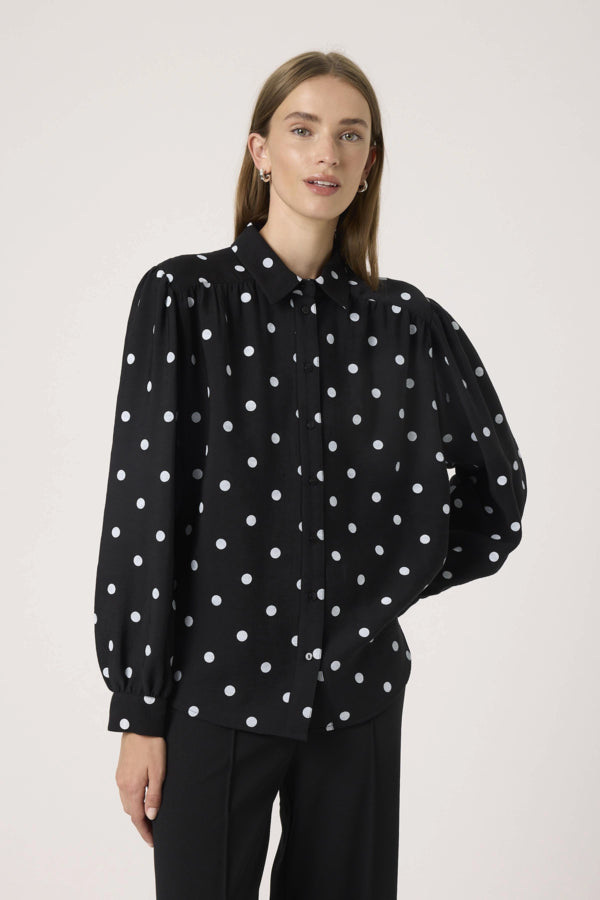 Blouse Idola Ebba - Black & White Dots