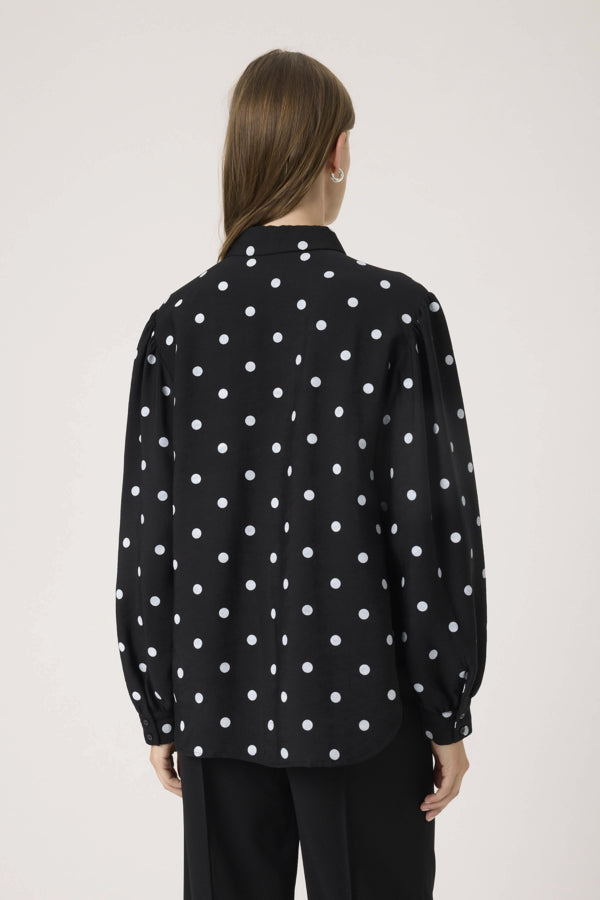 Blouse Idola Ebba - Black & White Dots