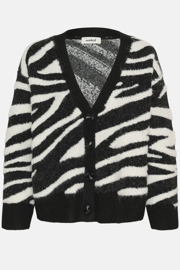 Sorea Cardigan - Black & White Animal