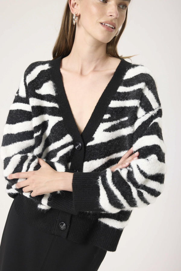 Sorea Cardigan - Black & White Animal