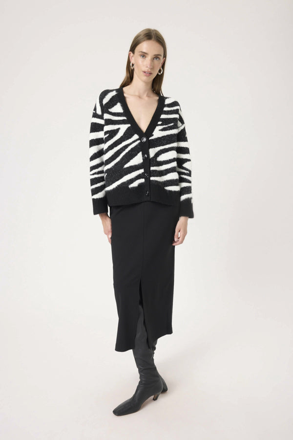Sorea Cardigan - Black & White Animal