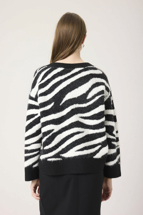 Sorea Cardigan - Black & White Animal