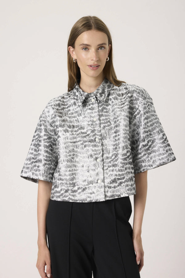 Blouse Pricilla - Silvery Animal Jacquard
