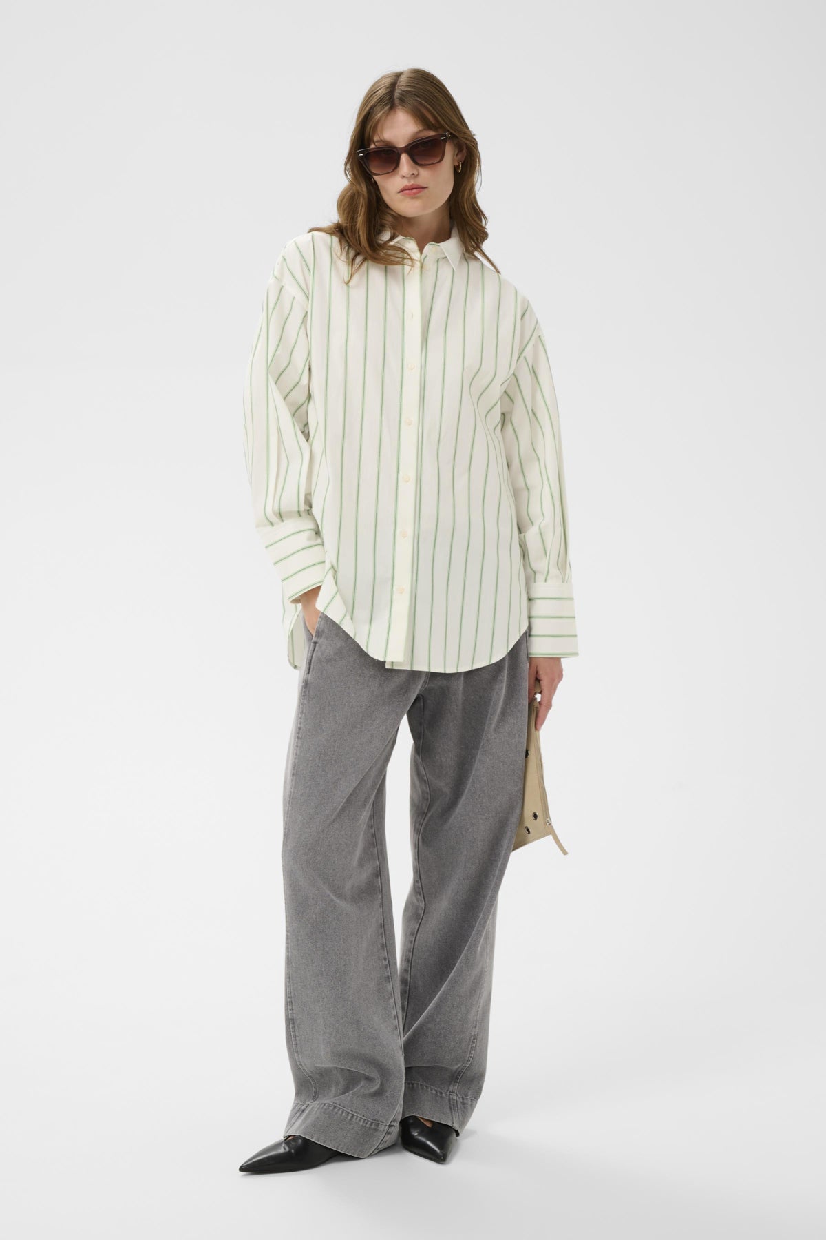 Hemd Noelle - Vibrant Green and White Stripe