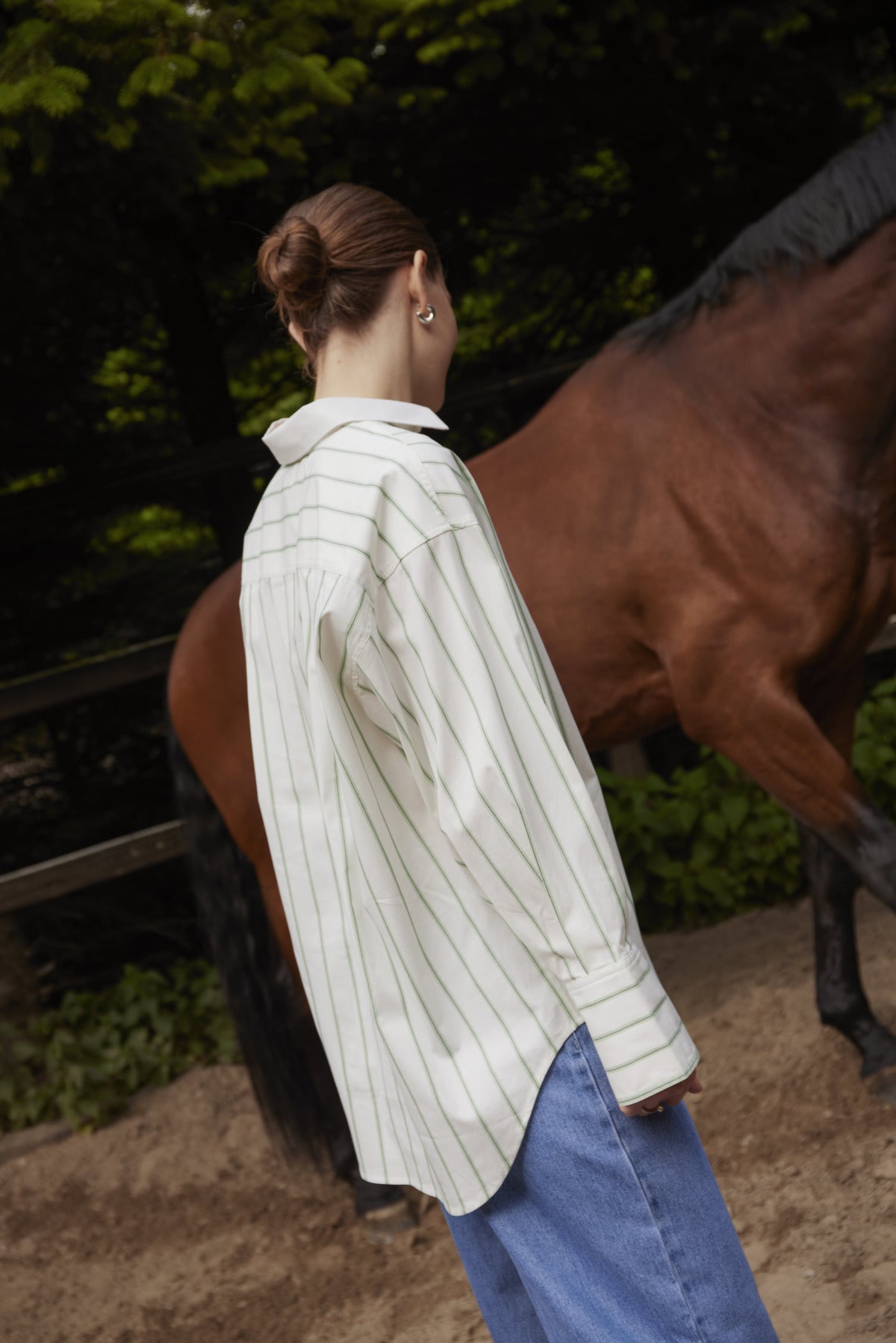 Hemd Noelle - Vibrant Green and White Stripe