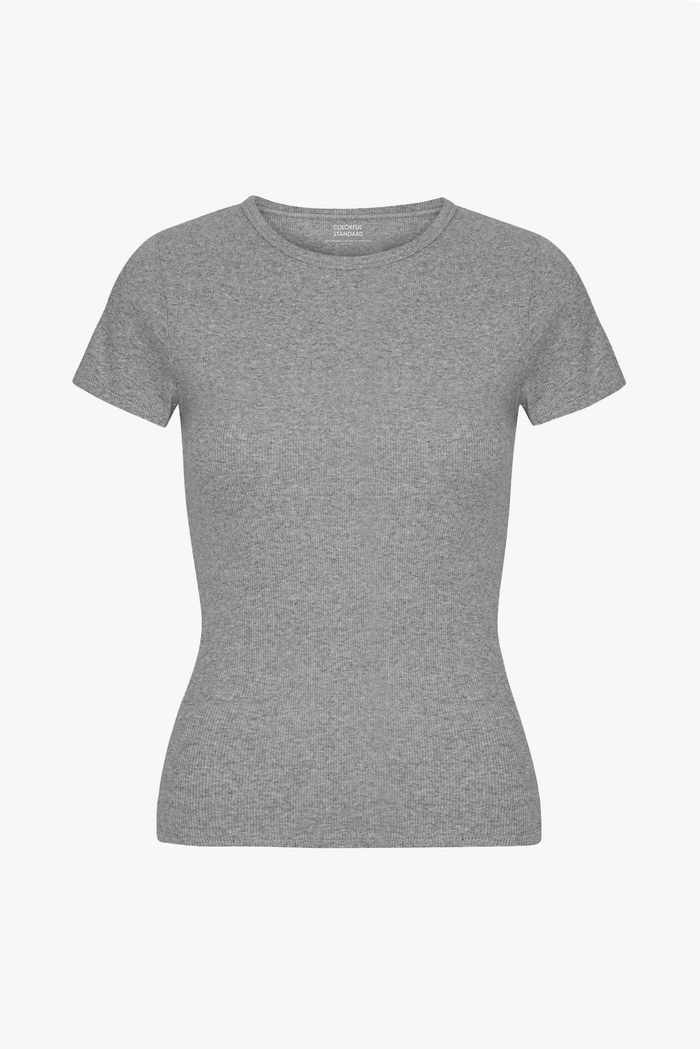 T-shirt Organic Rib SS - heather grey