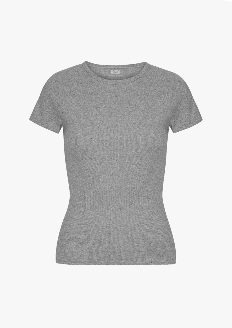 T-shirt Organic Rib SS - heather grey