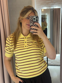 Polo Aduna Knit - stripe yellow rust