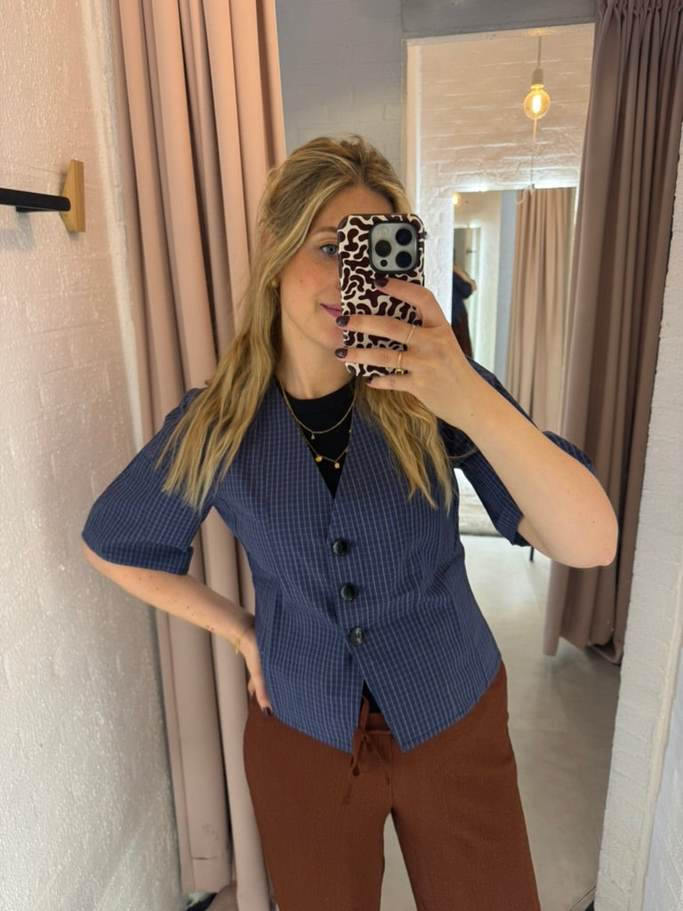 Blouse Barrel - dark purple check
