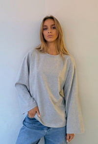 Shirt Alberte O-Neck Boxy - grey