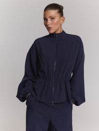 Vest Pinstripe Balloon Elysia - navy