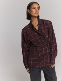 Blouse Check Shoulder Pads Naro - check