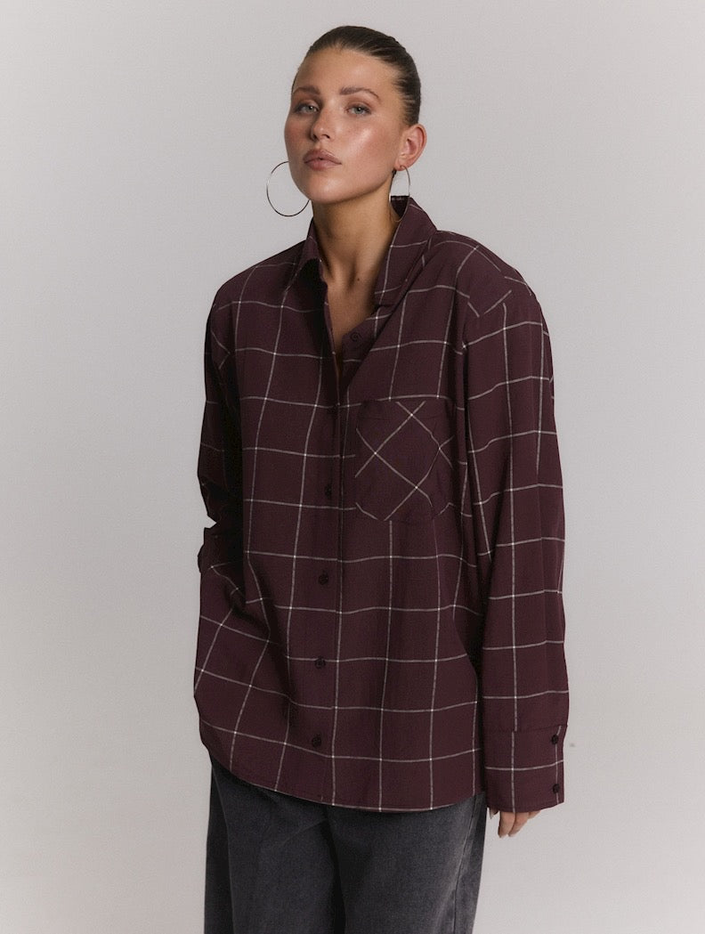 Blouse Check Shoulder Pads Naro - check