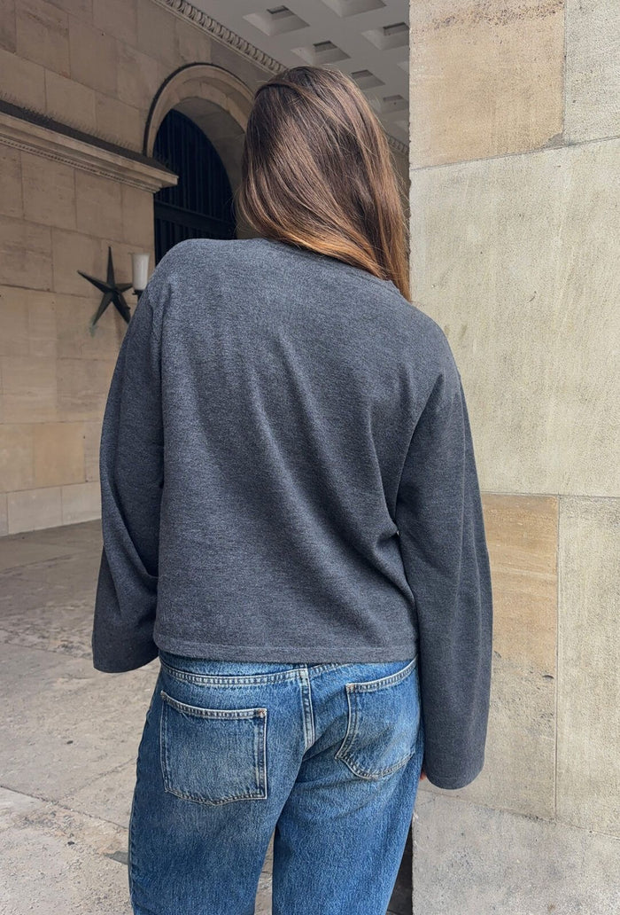 Trui Wero O-neck - dark grey melange