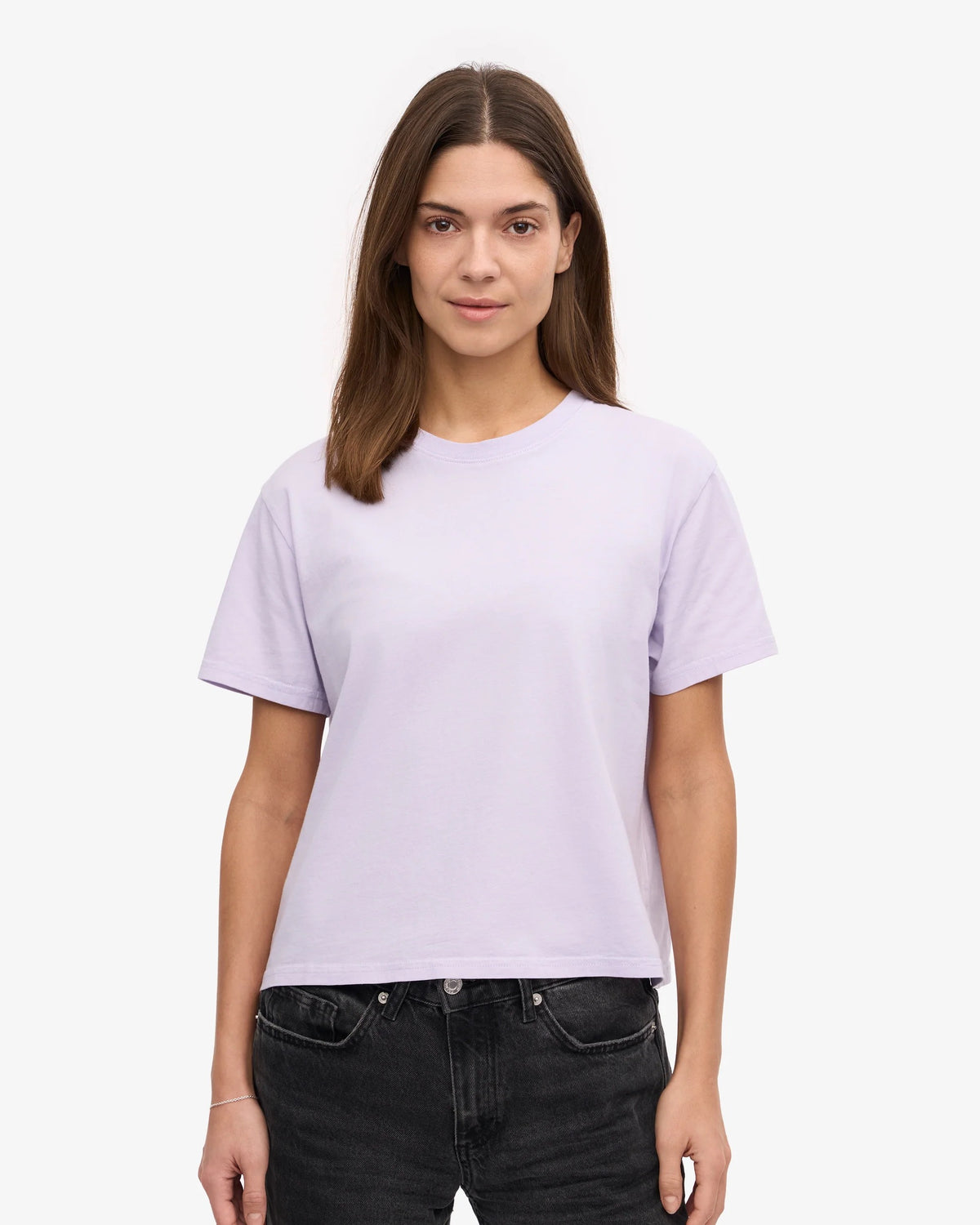 T-shirt Organic Boxy Crop - soft lavender