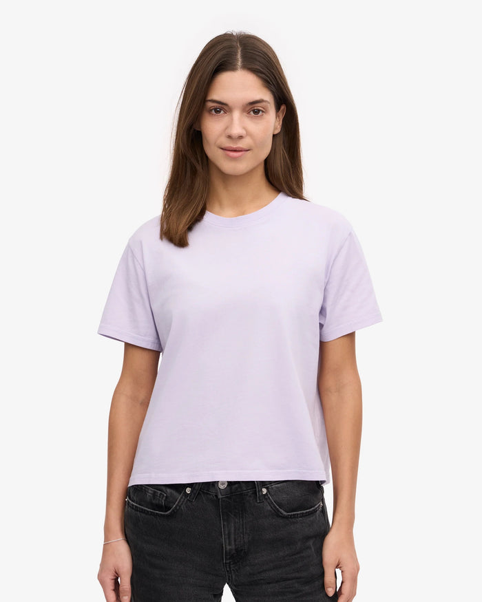 T-shirt Organic Boxy Crop - soft lavender