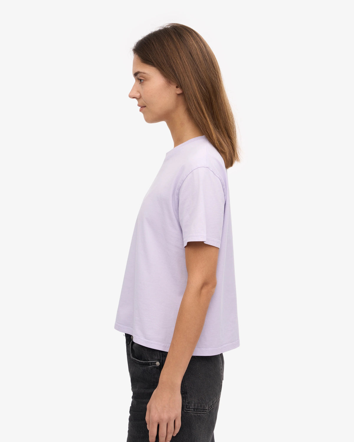 T-shirt Organic Boxy Crop - soft lavender