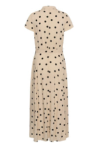 jurk Arjana Maxi - oatmeal wit black dots