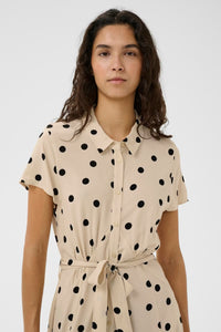 jurk Arjana Maxi - oatmeal wit black dots