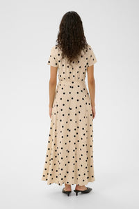 jurk Arjana Maxi - oatmeal wit black dots