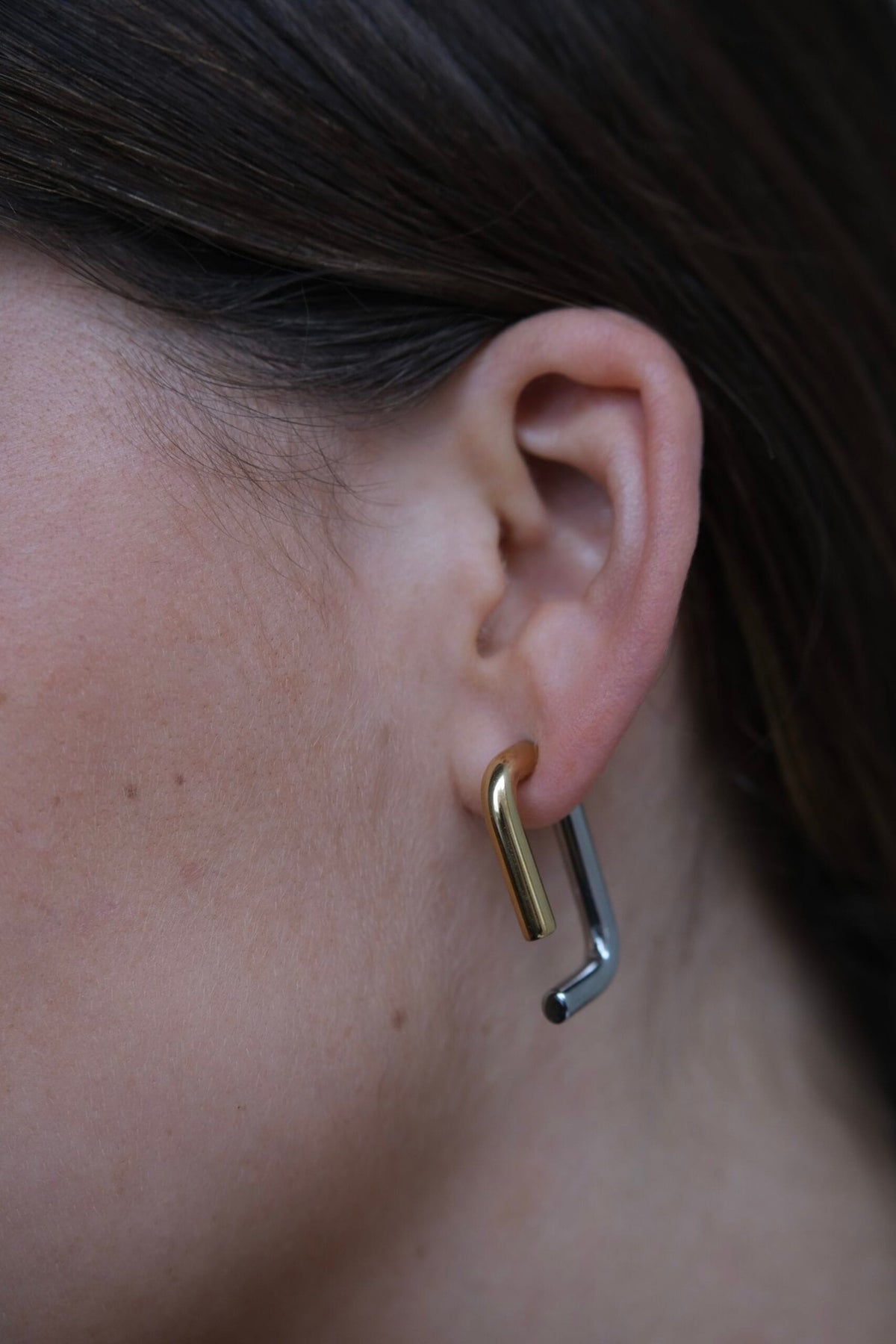 Oorstekers Duo Linked - zilver/goud